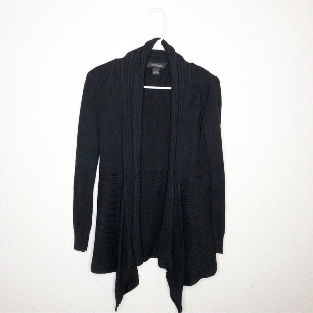 WHBM mixed ribbed knit open draped front cardigan size Small